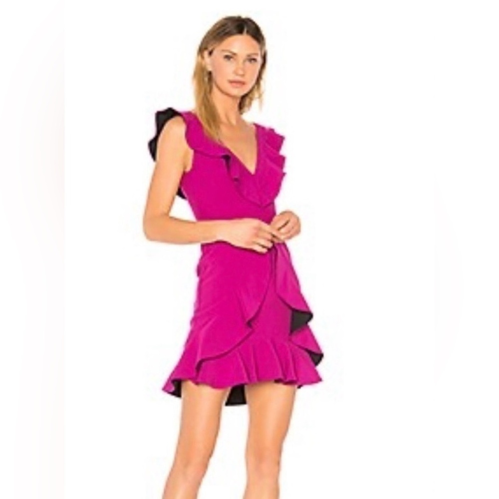 BCBGMaxAzria Pink Asymmetrical Ruffled Sundress